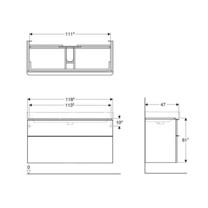 Geberit 500.355.00.1 - Waschtischunterschrank Smyle Square 61,7x118,4 cm weiß
