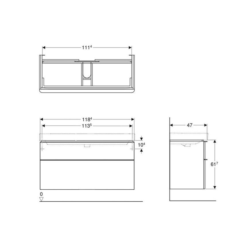 Geberit 500.355.00.1 - Waschtischunterschrank Smyle Square 61,7x118,4 cm weiß