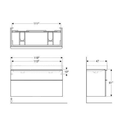 Geberit 500.356.00.1 - Waschtischunterschrank für Doppelwaschbecken Smyle Square 61,7x118,4 cm weiß