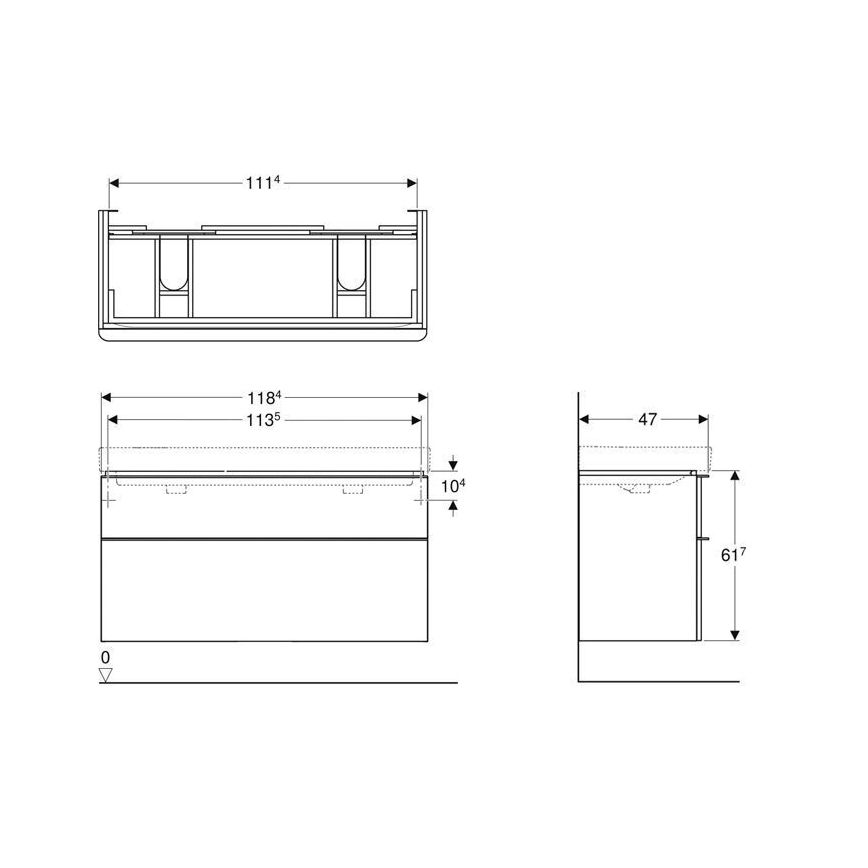 Geberit 500.356.00.1 - Waschtischunterschrank für Doppelwaschbecken Smyle Square 61,7x118,4 cm weiß