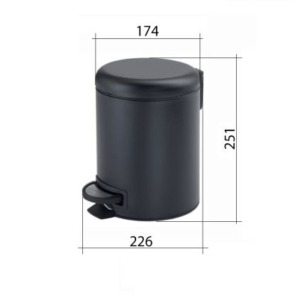 Gedy - Abfalleimer POTTY 3 l Soft-Close matt schwarz