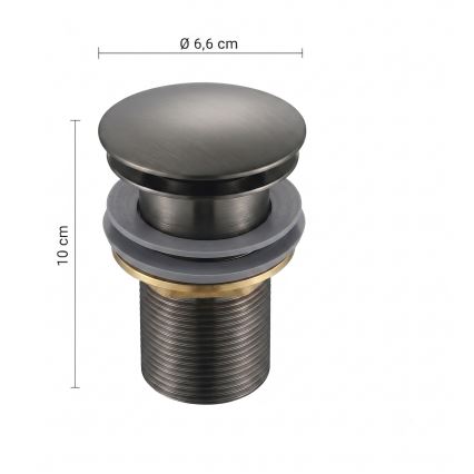 Gedy - CLICK-CLACK Waschbecken-Ablauf Ø 6,6 cm, metallicgrau