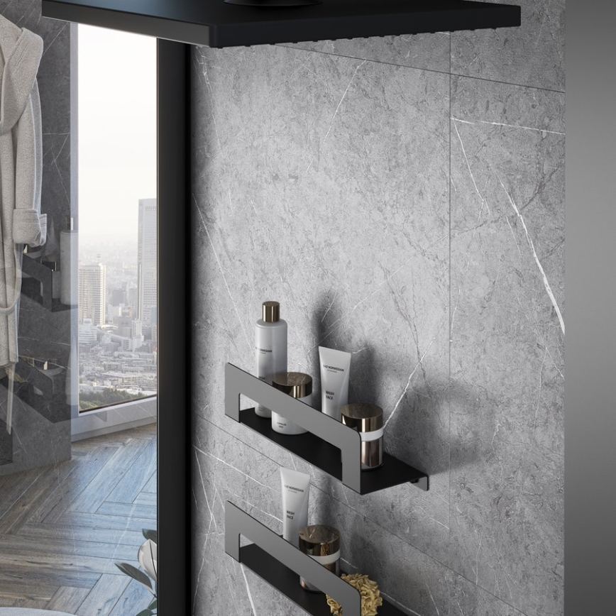 Gedy - Handtuchablage mit Handtuchhalter CLEO 30 cm matt schwarz