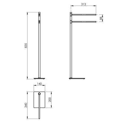 Gedy - Handtuchständer TRILLY 83,5 cm matt-schwarz