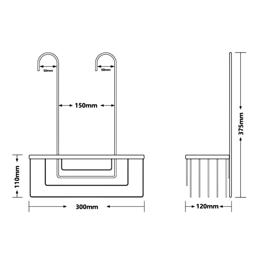 Gedy - Hängende Duschablage SMART 37,5 x 30 cm metallic-grau