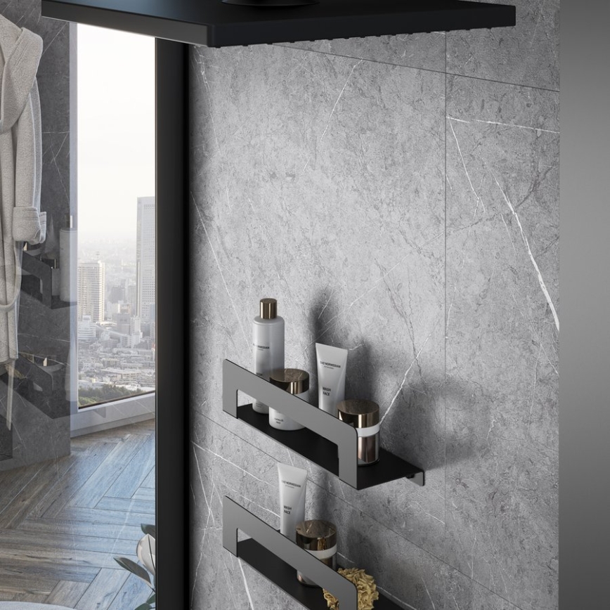 Gedy - Regal mit Handtuchhaken CLEO 50 cm matt schwarz