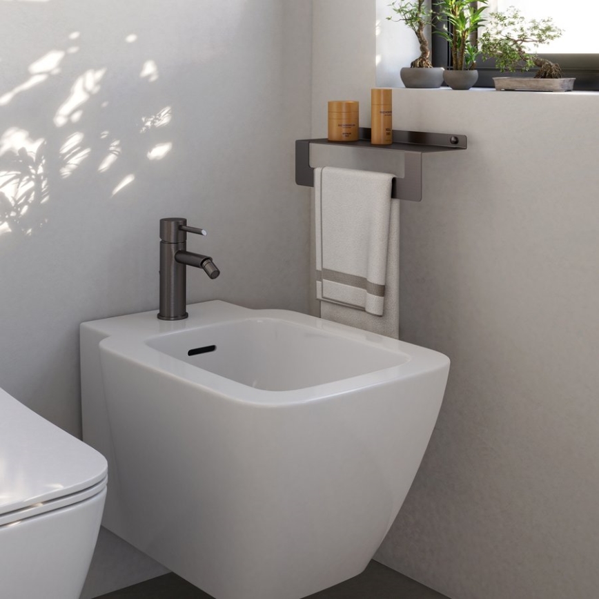 Gedy - Regal mit Handtuchhalter CLEO 30 cm metallicgrau