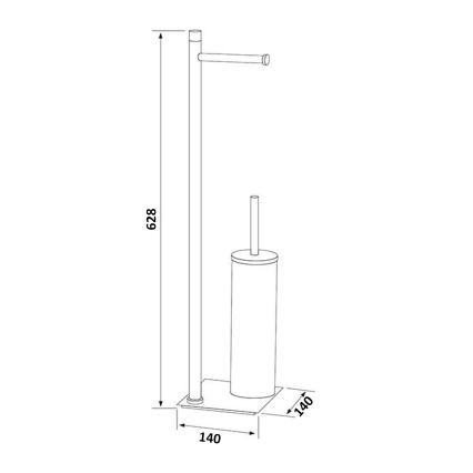Gedy - Stand-WC-Bürste mit integriertem Toilettenpapierhalter TRILLY, metallicgrau