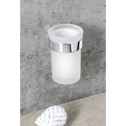 Gedy - Toilettenbürste wandmontiert PIRENEI glänzendes Chrom/Glas Satin