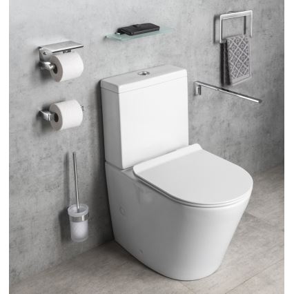 Gedy - Toilettenbürste wandmontiert PIRENEI glänzendes Chrom/Glas Satin