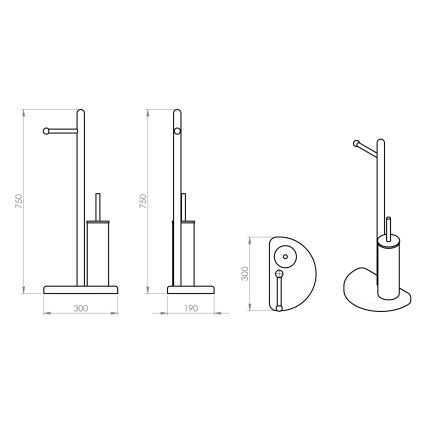 Gedy - Toilettenpapier- und Toilettenbürstenhalter HIBISCUS glänzendes Chrom