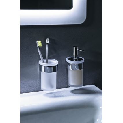 Gedy - Wand-Seifenspender PIRENEI 110 mm milchig Glas/glänzendes Chrom