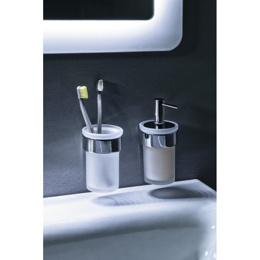 Gedy - Wand-Seifenspender PIRENEI 110 mm milchig Glas/glänzendes Chrom