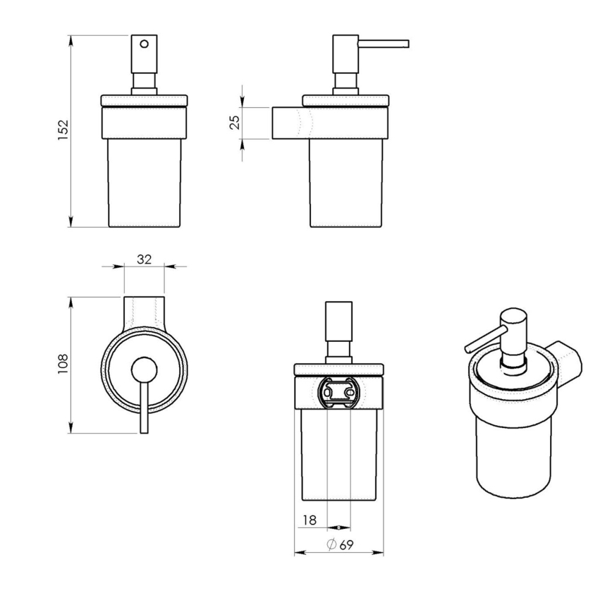 Gedy - Wand-Seifenspender PIRENEI 110 mm milchig Glas/glänzendes Chrom