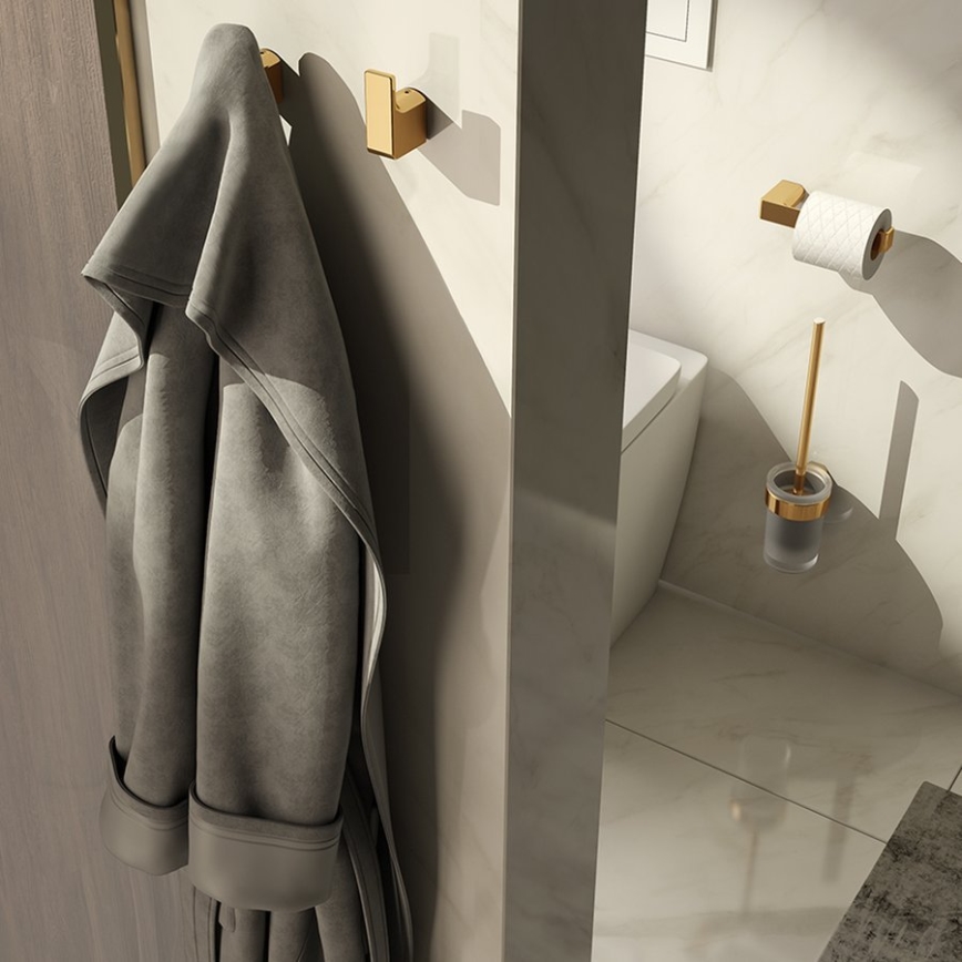 Gedy - Wand-WC-Bürste PIRENEI, Milchglas/Gold