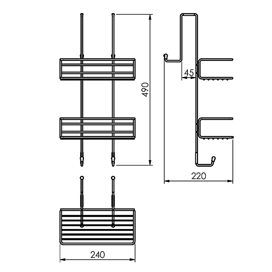 Gedy - Wandablage für die Dusche CHROM LINE 49x24 cm matt schwarz