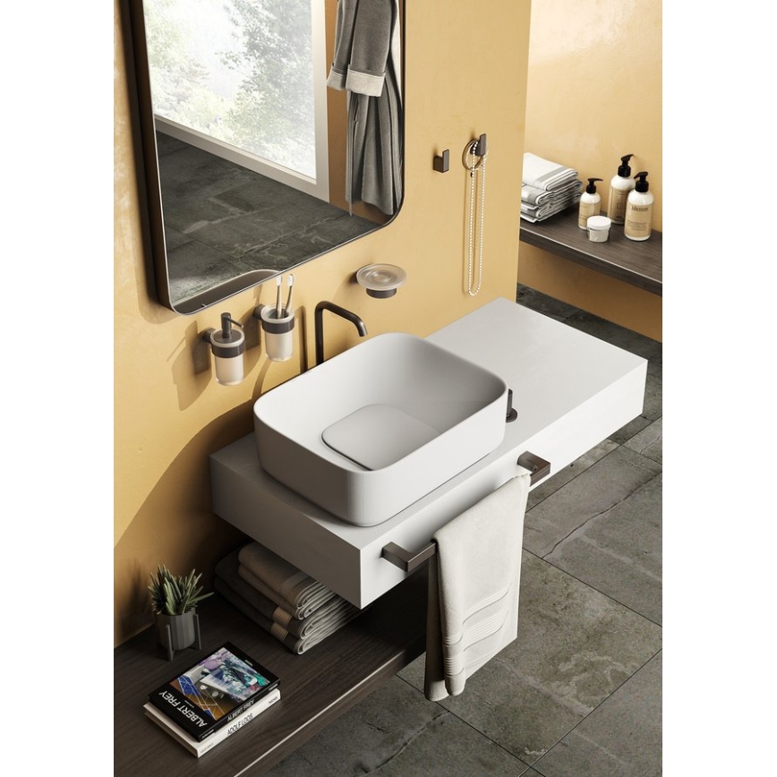 Gedy - Wandhalter für Zahnbürsten PIRENEI Milchglas / metallisch-grau