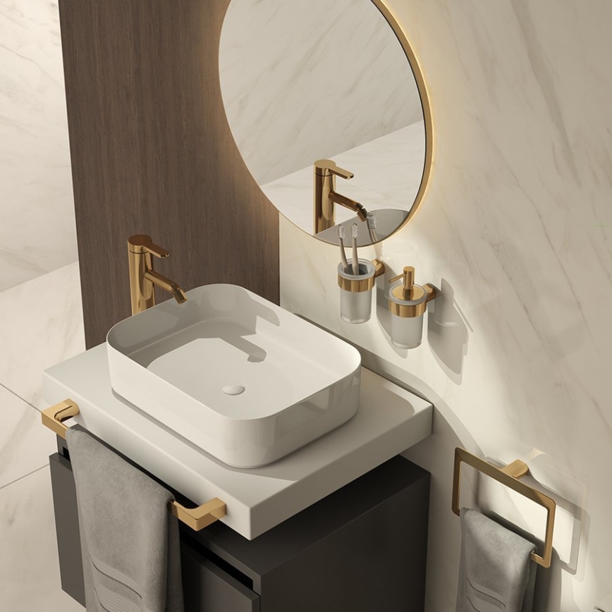 Gedy - Wandhalter für Zahnbürsten PIRENEI satiniertes Glas/mattes Gold