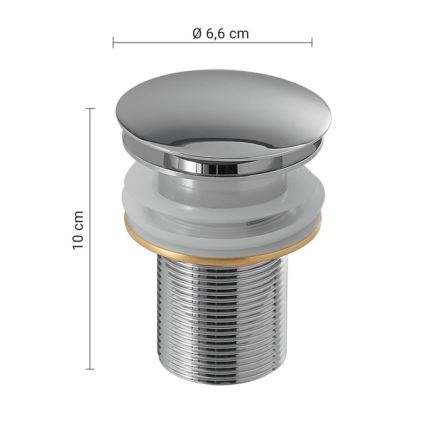 Gedy - Waschbeckenverschluss CLICK-CLACK Ø 6,6 cm, glänzender Chrom