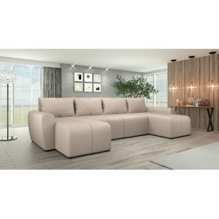 Gepolsterte klappbare Universal-Sitzgarnitur in U-Form NEWPORT beige