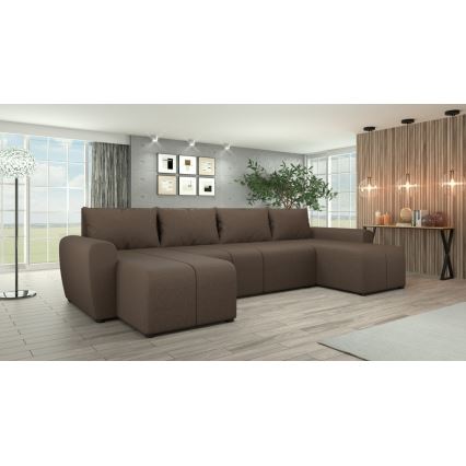 Gepolsterte klappbare Universal-Sitzgarnitur in U-Form NEWPORT braun
