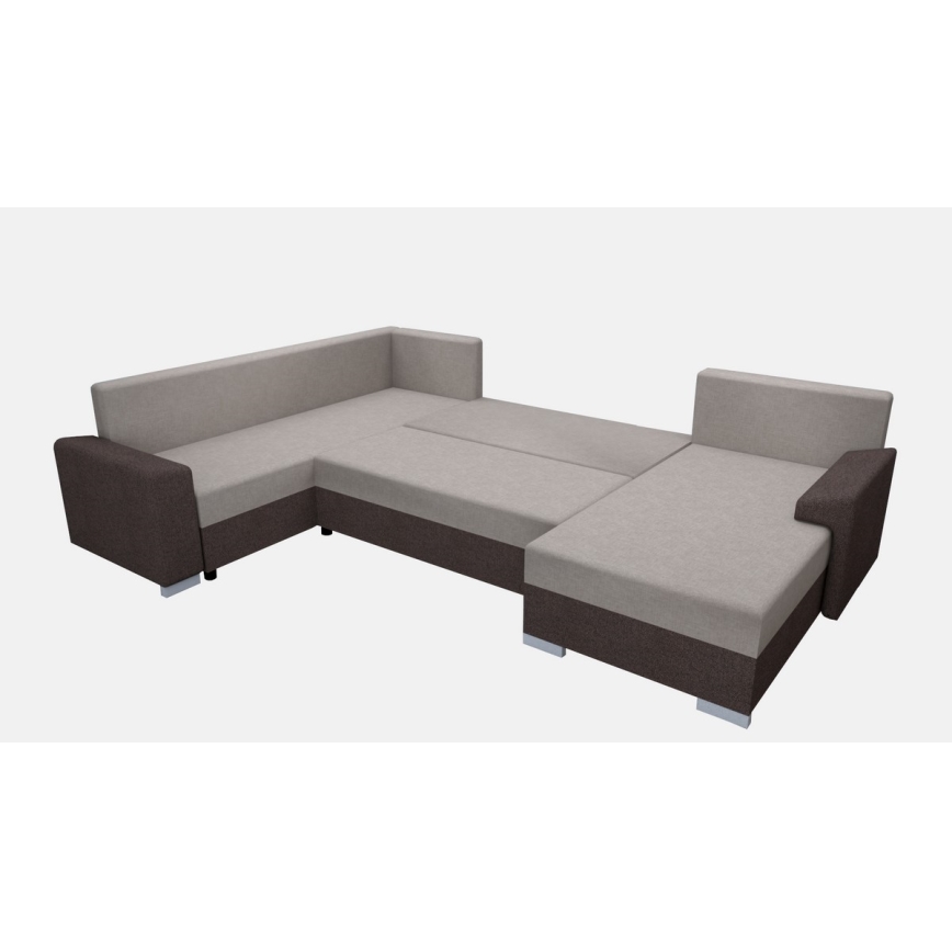 Gepolsterte klappbare Universal-Sitzgarnitur in U-Form OXFORD braun/taupe