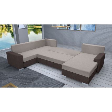Gepolsterte klappbare Universal-Sitzgarnitur in U-Form OXFORD braun/taupe