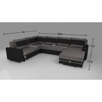 Gepolsterte klappbare Universal-Sitzgarnitur in U-Form OXFORD braun/taupe