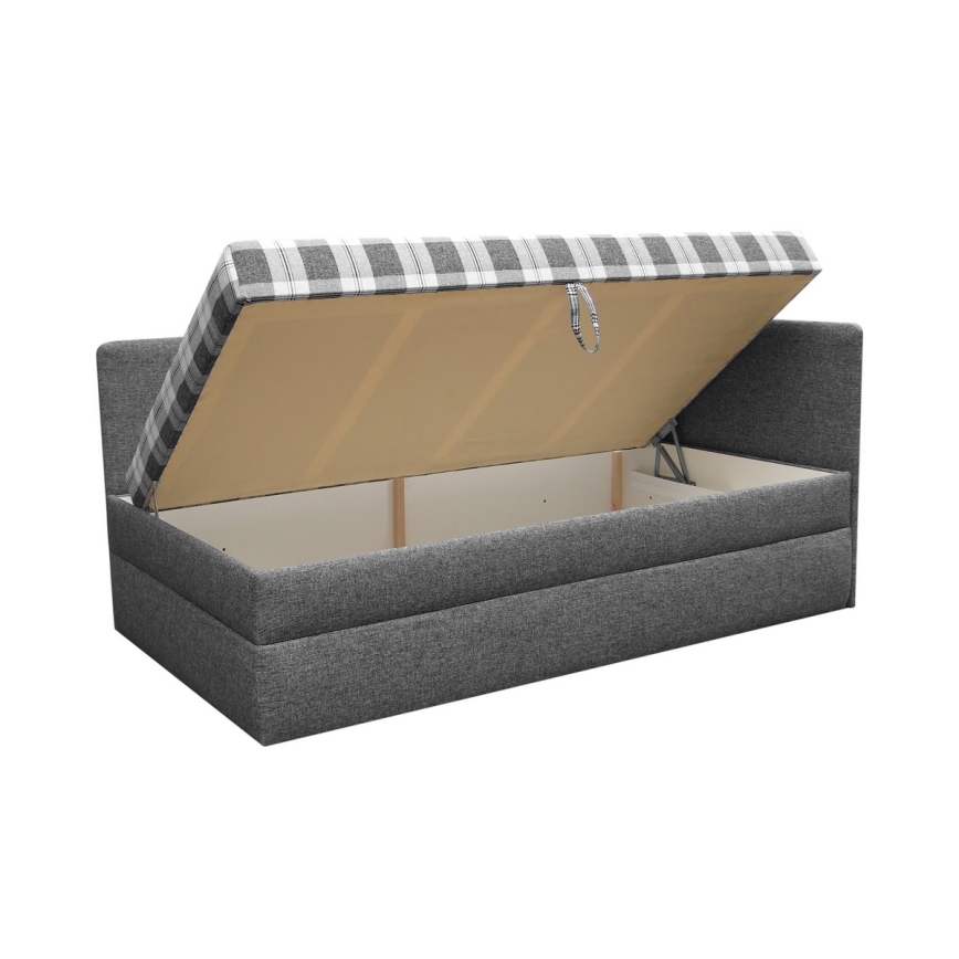 Gepolsterte Liege ARLY 110x200 cm mit universell montierbarem Kopfteil (L/R) anthrazit/weiß