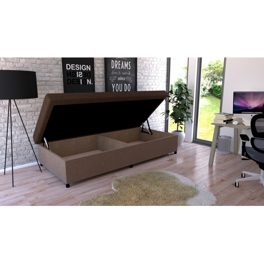 Gepolsterte Liege CORY 80x200 mit Stauraum, braun