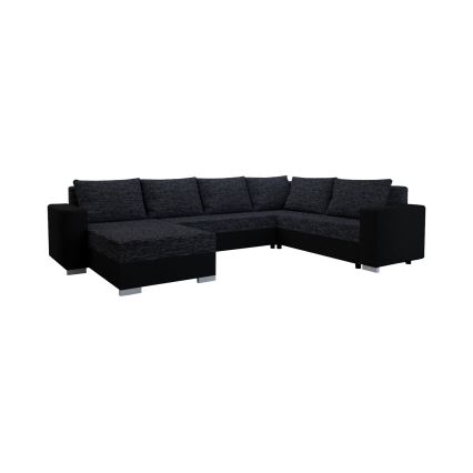 Gepolsterte, links- und rechtsmontierbare U-Eckcouch mit Schlaffunktion YORK schwarz/anthrazit