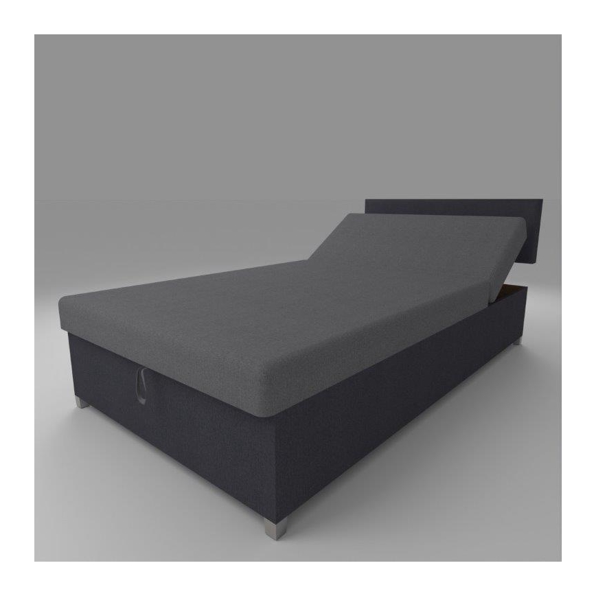 Gepolsterte Schlafliege mit Verstellfunktion und Stauraum DALLAS 108×205 cm grau/anthrazit