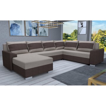 Gepolsterte, universell montierbare, ausziehbare U‑Sitzgarnitur OXFORD, Braun/Taupe