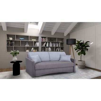 Gepolstertes, ausklappbares Dreisitzer-Schlafsofa PAUL mit Armlehnen, grau – ideal für den täglichen Schlaf