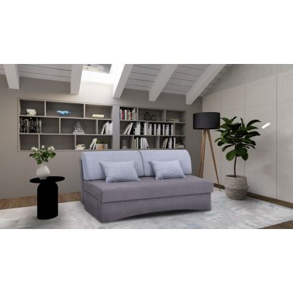 Gepolstertes, ausklappbares 3-sitziges Schlafsofa PAUL, ohne Armlehnen, grau, für den täglichen Schlafgebrauch