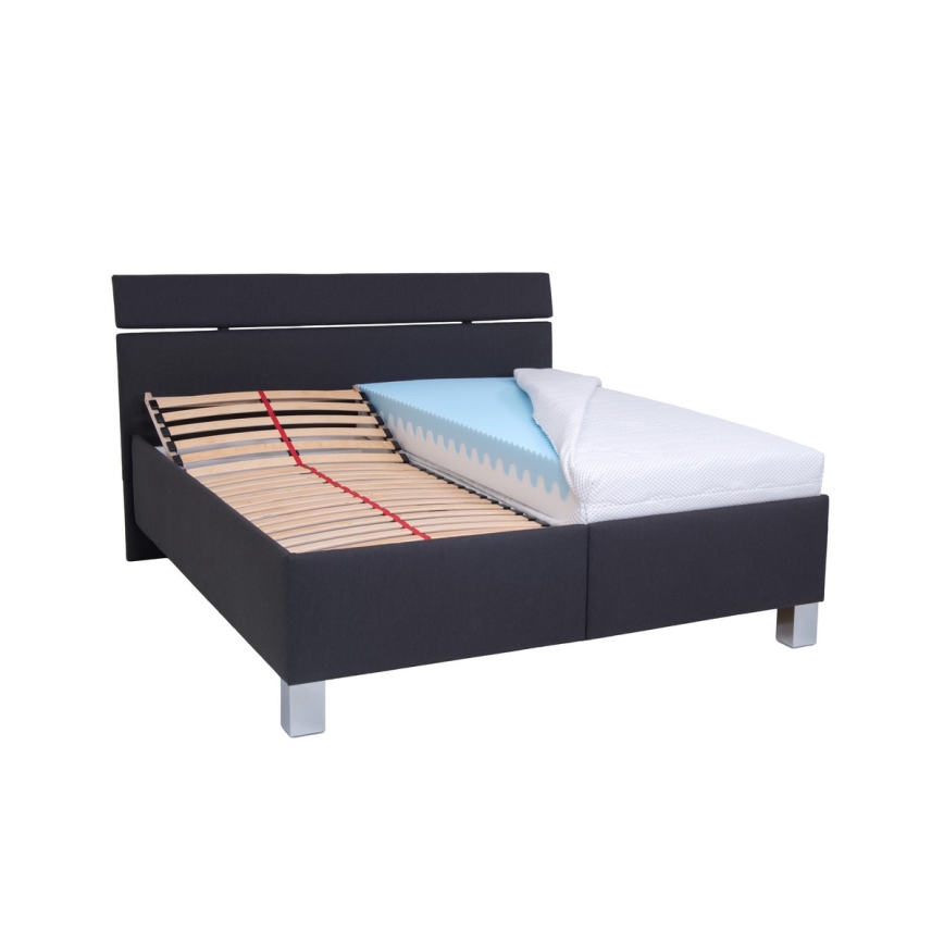 Gepolstertes Bett ALIS 180x200 cm mit Stauraum, ohne Matratze, anthrazit