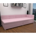 Gepolstertes Bett AMSTERDAM 90x200 cm mit wendbarem Kopfteil und Stauraum, rosa