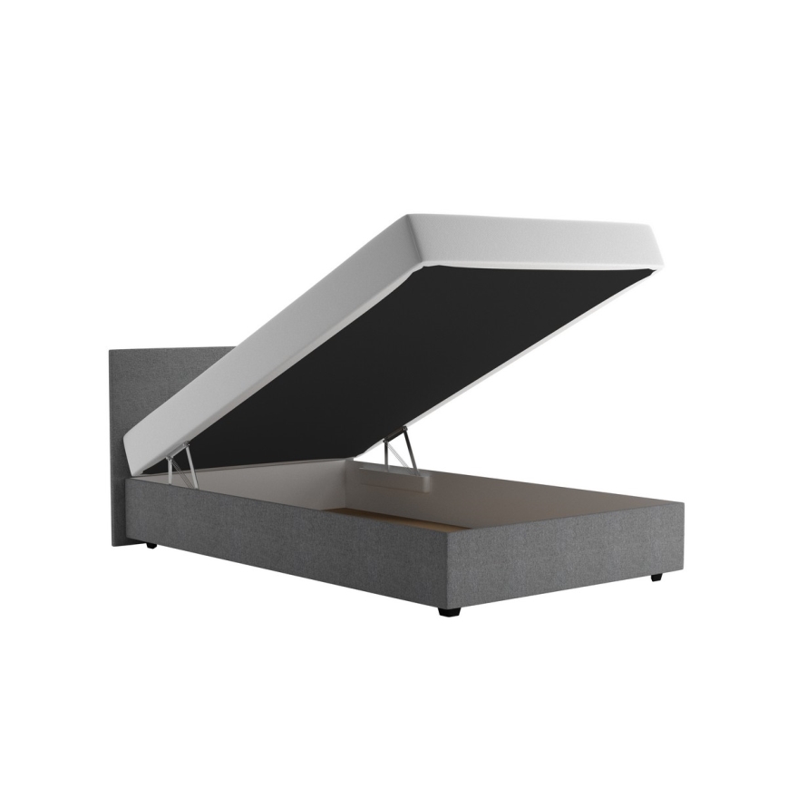 Gepolstertes Bett DARIA mit Bettkasten und Matratze 120x200 cm grau