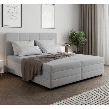 Gepolstertes Bett ISABEL 160x200 mit Federkernmatratze und praktischem Stauraum, hellgrau