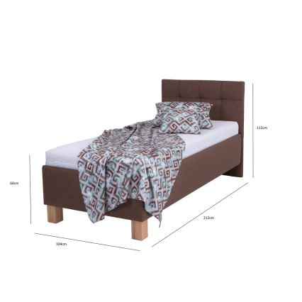 Gepolstertes Bett mit Matratze und integriertem Stauraum MARIA ONE 90x200 cm braun