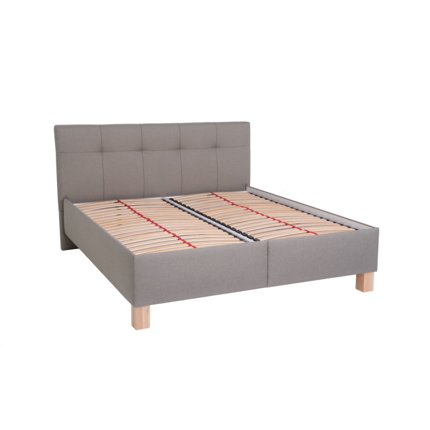 Gepolstertes Bett mit Stauraum ohne Matratze MARIA 160x200 cm Taupe