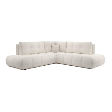 Gepolstertes Ecksofa ALMADA mit Schlaffunktion und Stauraum in L-Form, links, beige