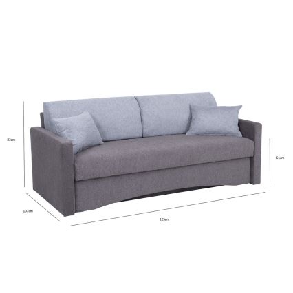 Gepolstertes Klappsofa mit Armlehnen PAUL grau