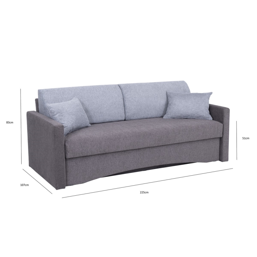 Gepolstertes Klappsofa mit Armlehnen PAUL grau