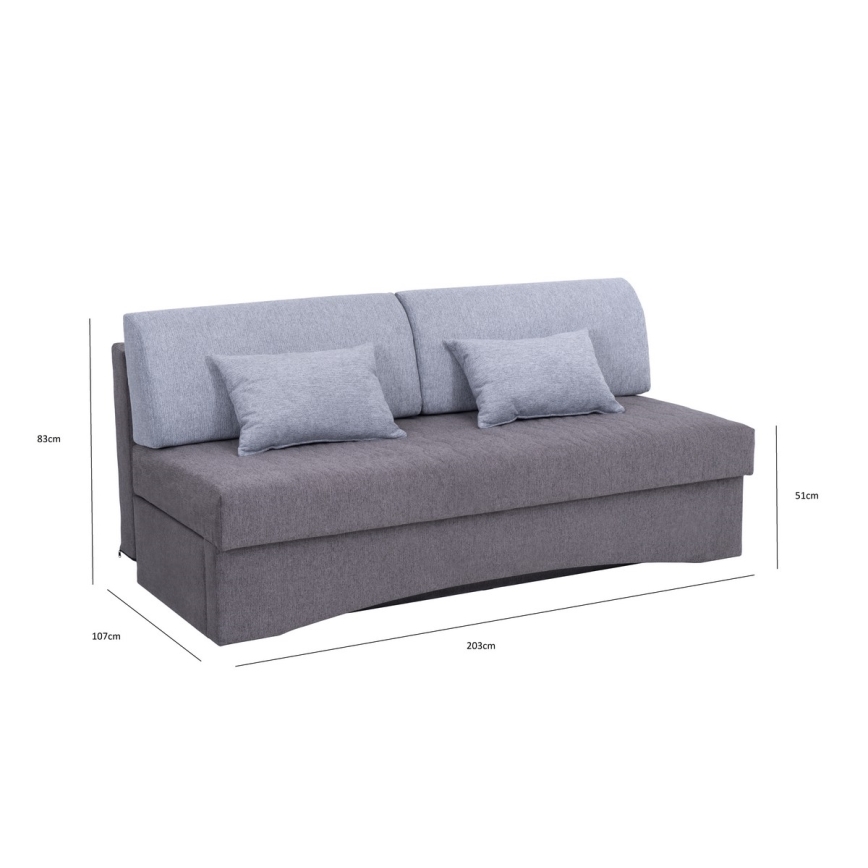 Gepolstertes Klappsofa ohne Armlehnen PAUL grau