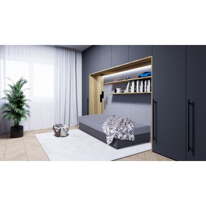 Gepolstertes Tagesbett mit Stauraum JACOB XL Belastbarkeit 130 kg 90x200 cm grau