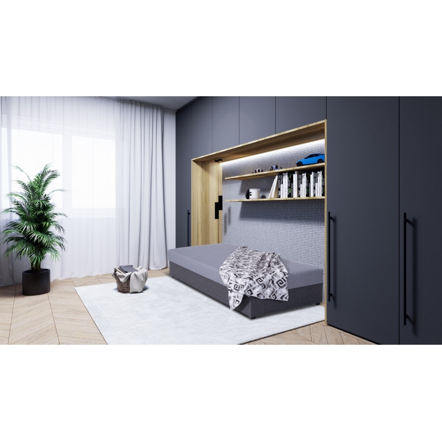 Gepolstertes Tagesbett mit Stauraum JACOB XL Belastbarkeit 130 kg 90x200 cm grau