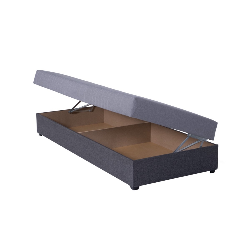 Gepolstertes Tagesbett mit Stauraum JACOB XL Belastbarkeit 130 kg 90x200 cm grau