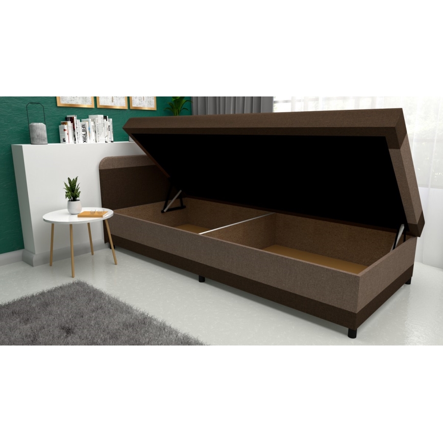 Gepolstertes Tagesbett mit Stauraum TALI 80x202 braun/beige