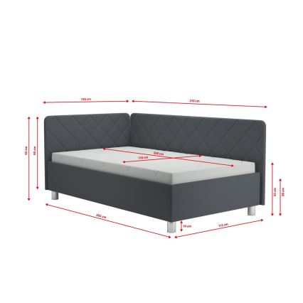Gepolstertes Tagesbett mit Stauraum und Matratze EMILE 110x200 cm grau